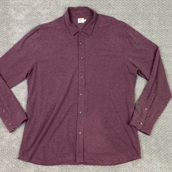 Faherty Stretch Knit Shirt Men's XXL Burgundy Melange Button Up Down MKF2017 - Picture 1 of 10